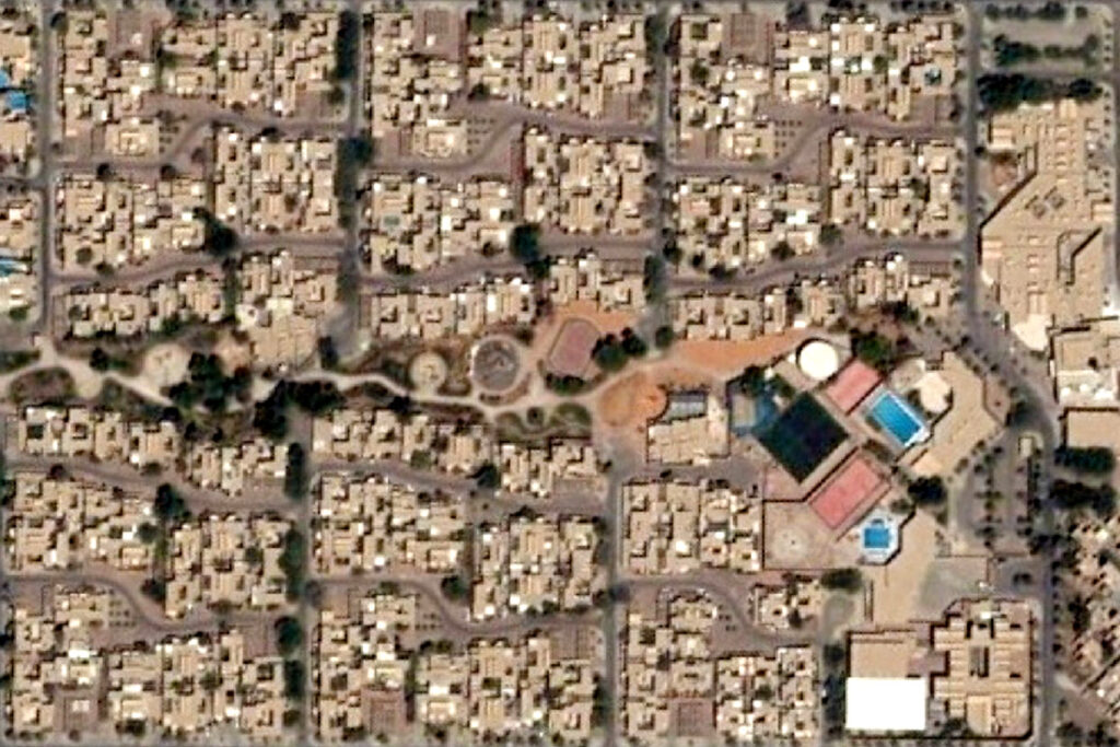 Satellitenfoto des fertig gestellten Stadtquartiers auf 400.000 qm Bauland